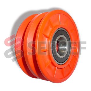 POLEA PLASTICA LOCA BB-100 CON BALERO FORO=25 MM. MARCA FM